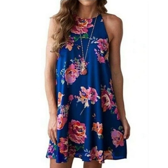 Everly Floral Halter Dress Size M - Picture 1 of 11